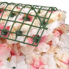 Hydrangea Artificial Flower Wall Panel 60cm x 40cm - White Roses with Pink Shades x 12