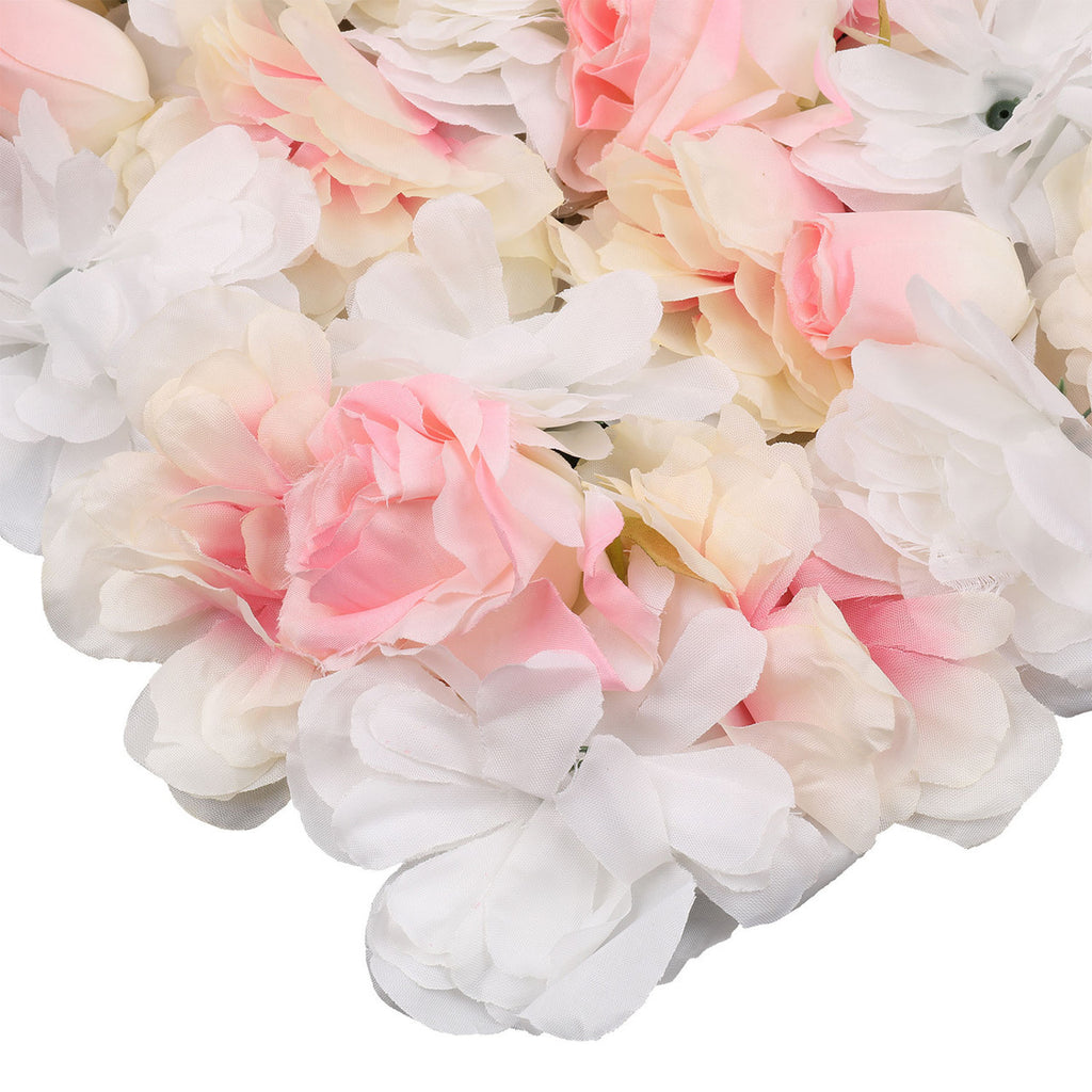 Hydrangea Artificial Flower Wall Panel 60cm x 40cm - White Roses with Pink Shades x 12