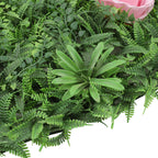 Artificial Flower Panel - Green Grass with Different Shades Roses