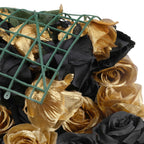 Hydrangea Artificial Flower Wall Panel 60cm x 40cm - Black & Gold Roses x 12
