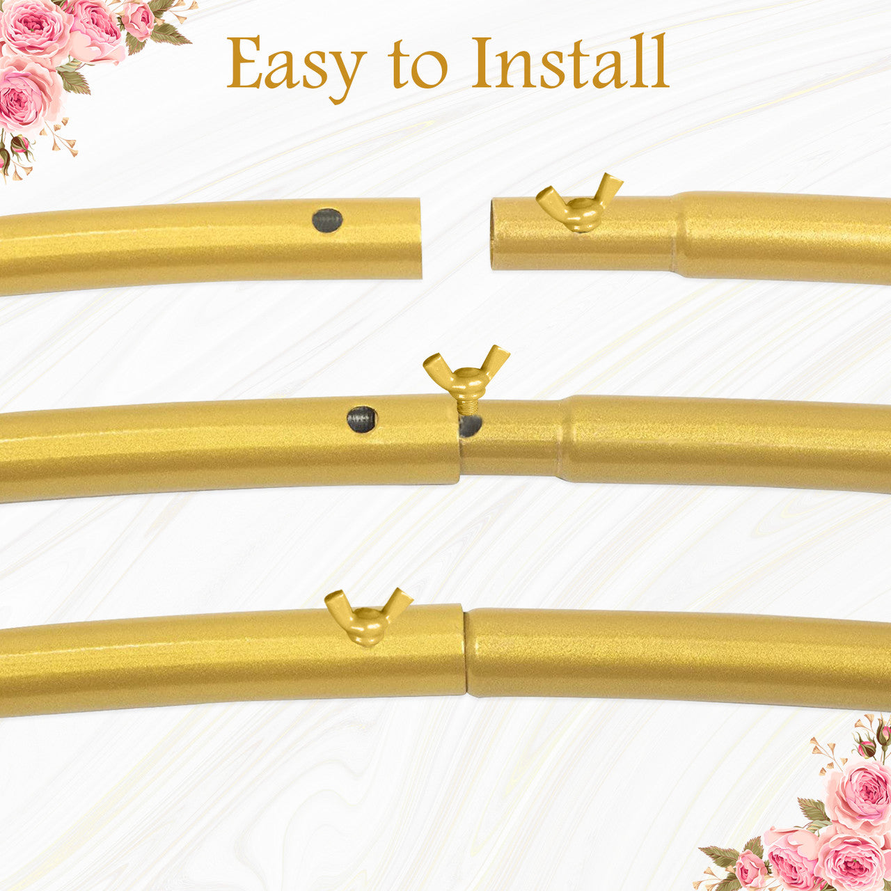 Balloon Arch Stand with Base for Floor Frame - Gold