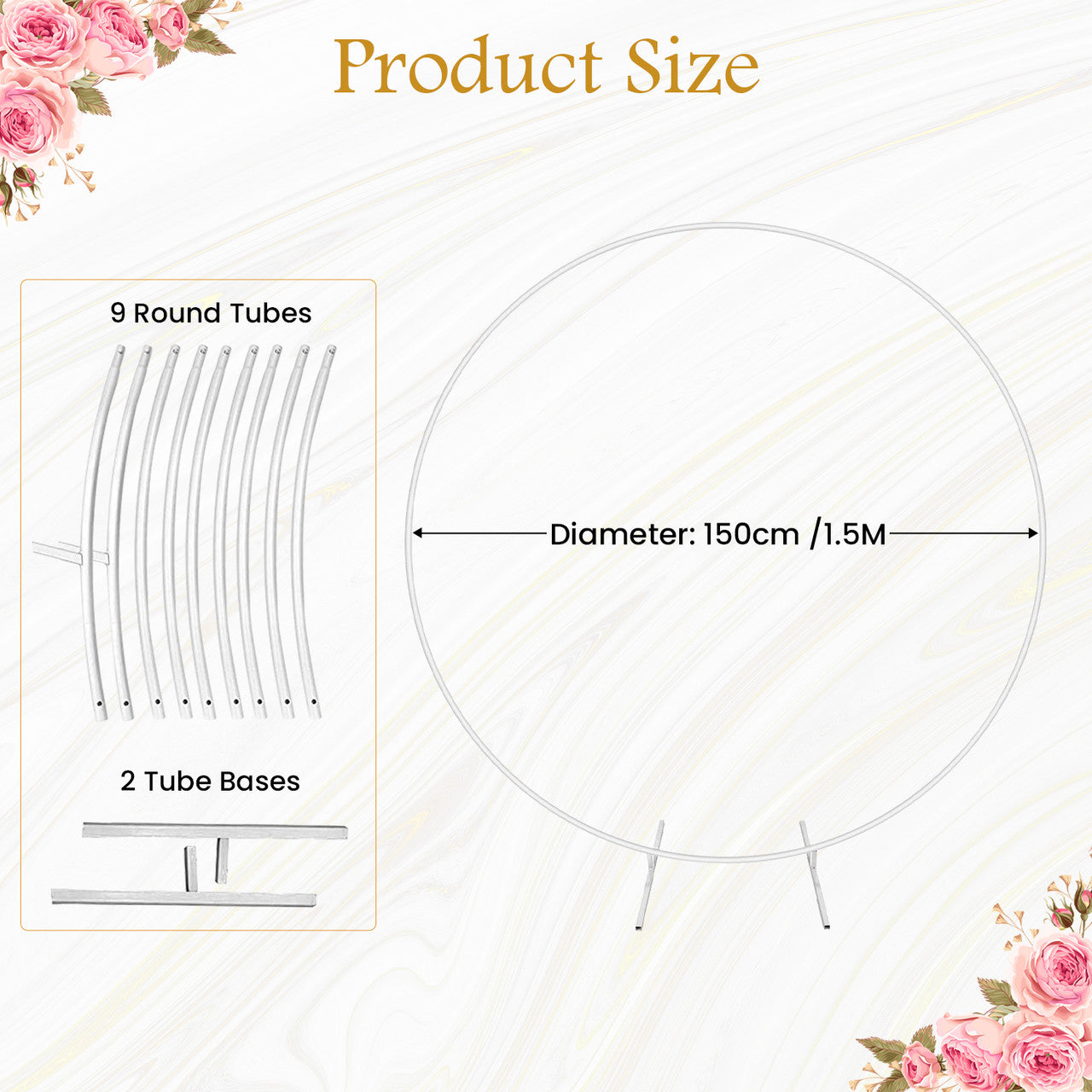 Balloon Arch Stand with Base for Floor Frame - White