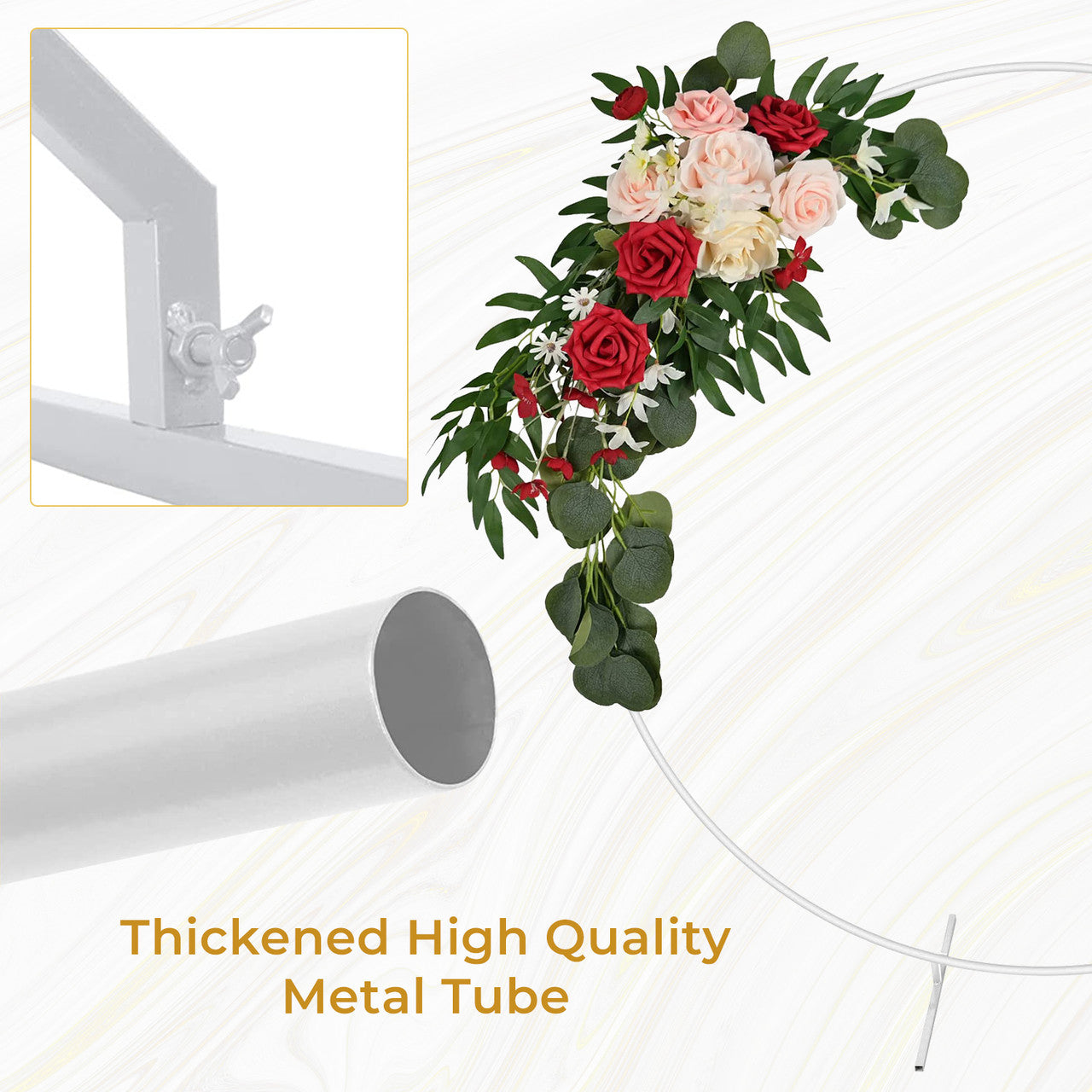 Balloon Arch Stand with Base for Floor Frame - White