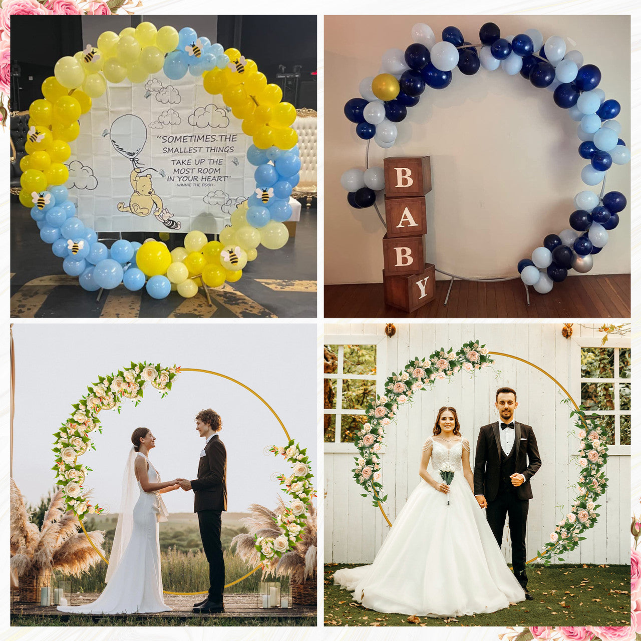 Balloon Arch Stand with Base for Floor Frame - White
