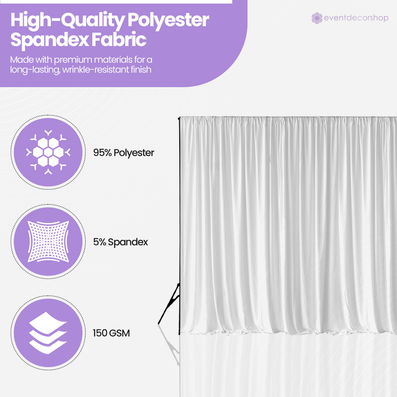 160gsm Spandex Backdrop - White