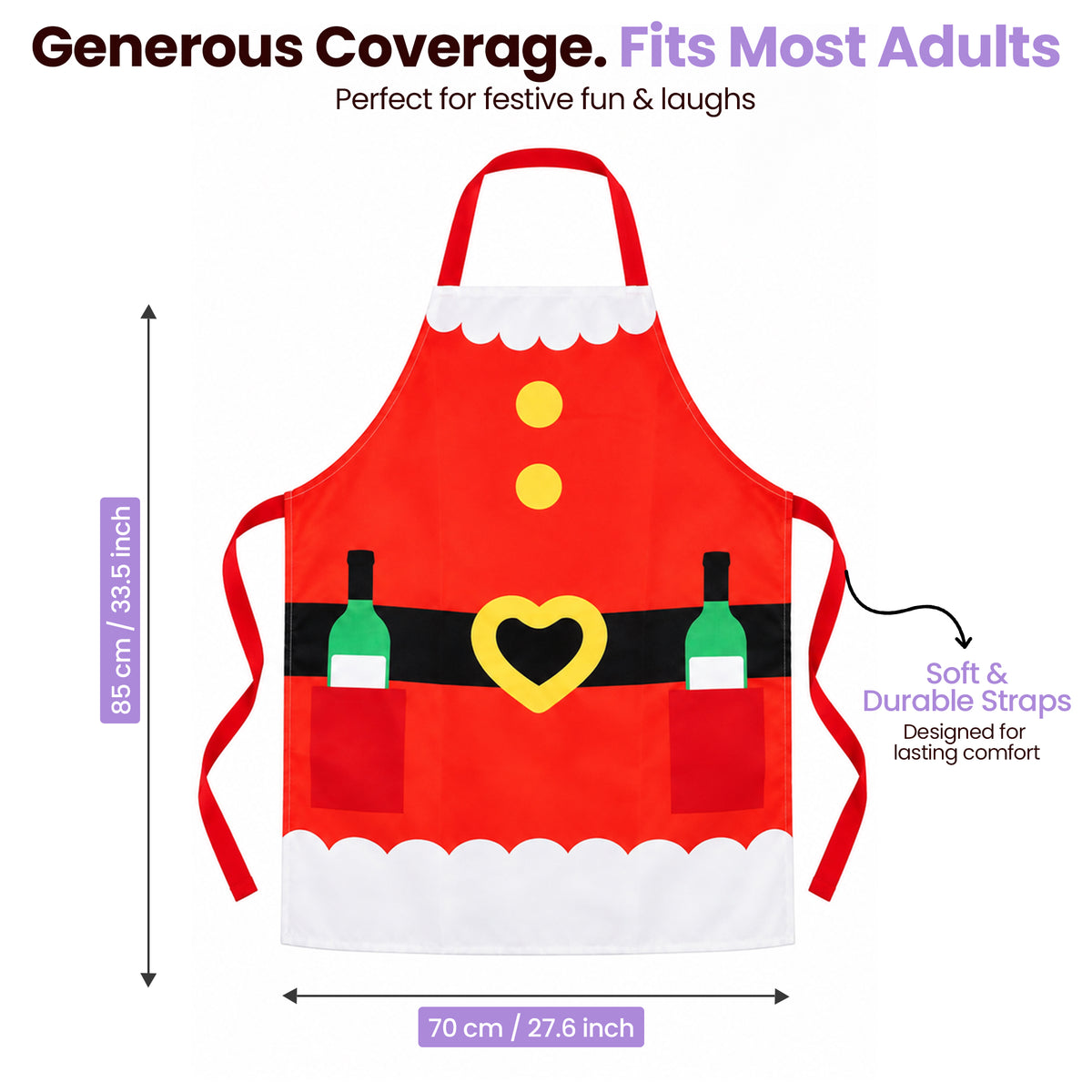 Unisex Santa Apron with 2 Bottle Pockets