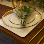 Round Charger Plate - Clear with Gold Trim x 6