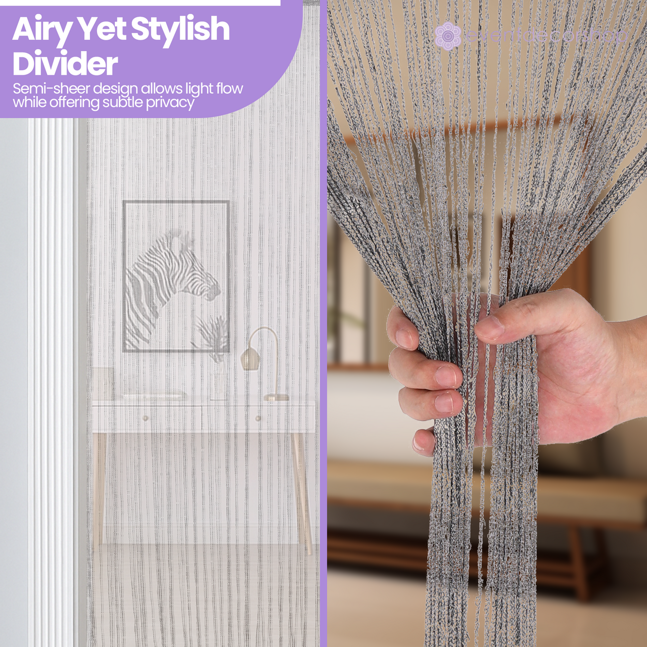 String Curtain Panel - Dark Silver