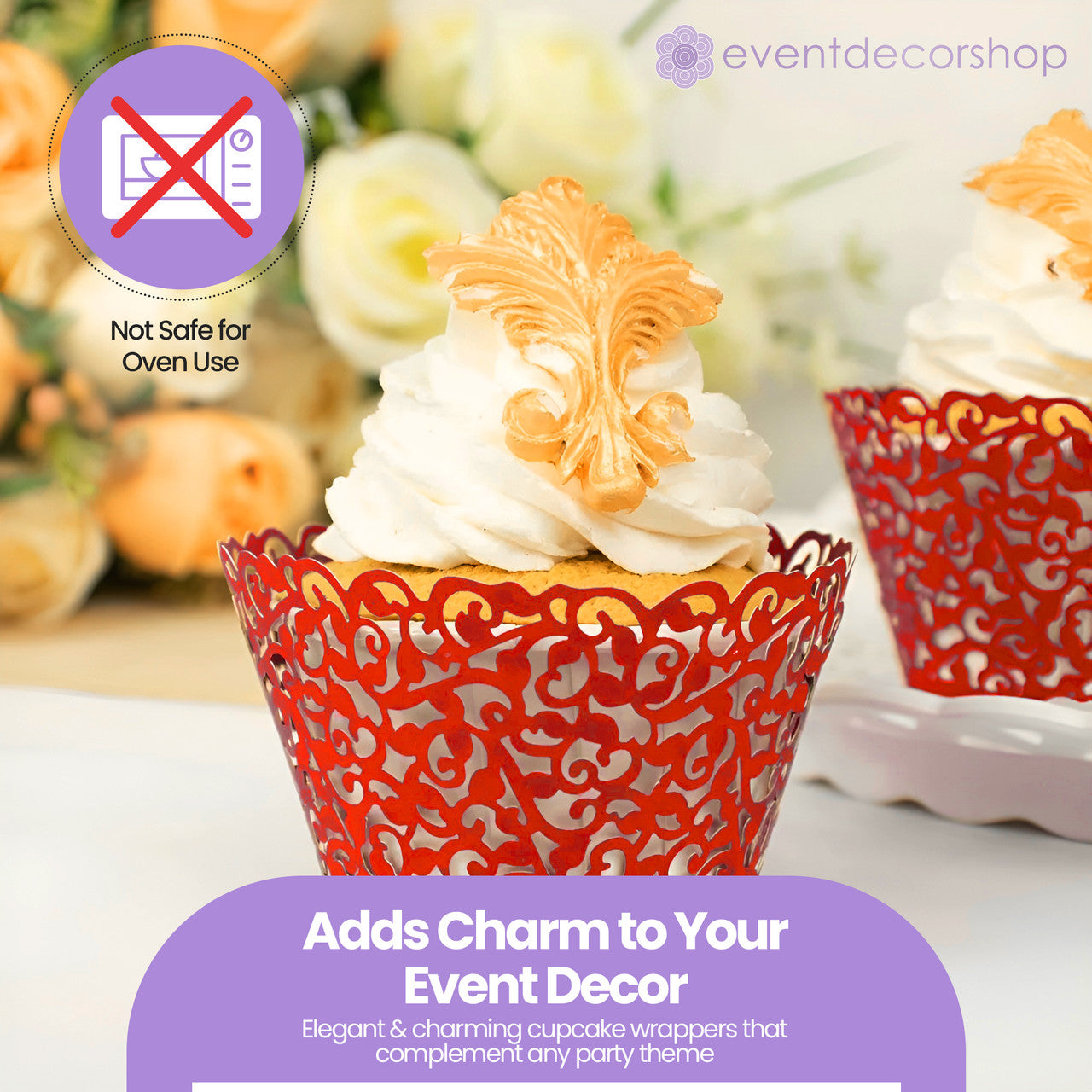 25x Laser Cut Cupcake Wrappers - Orange
