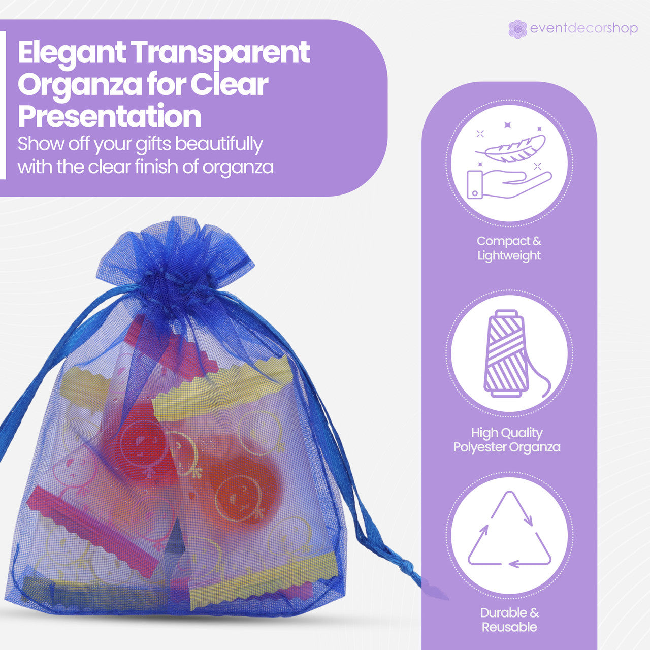 Organza Bags - 7cm x 9cm - 100pcs - Royal Blue