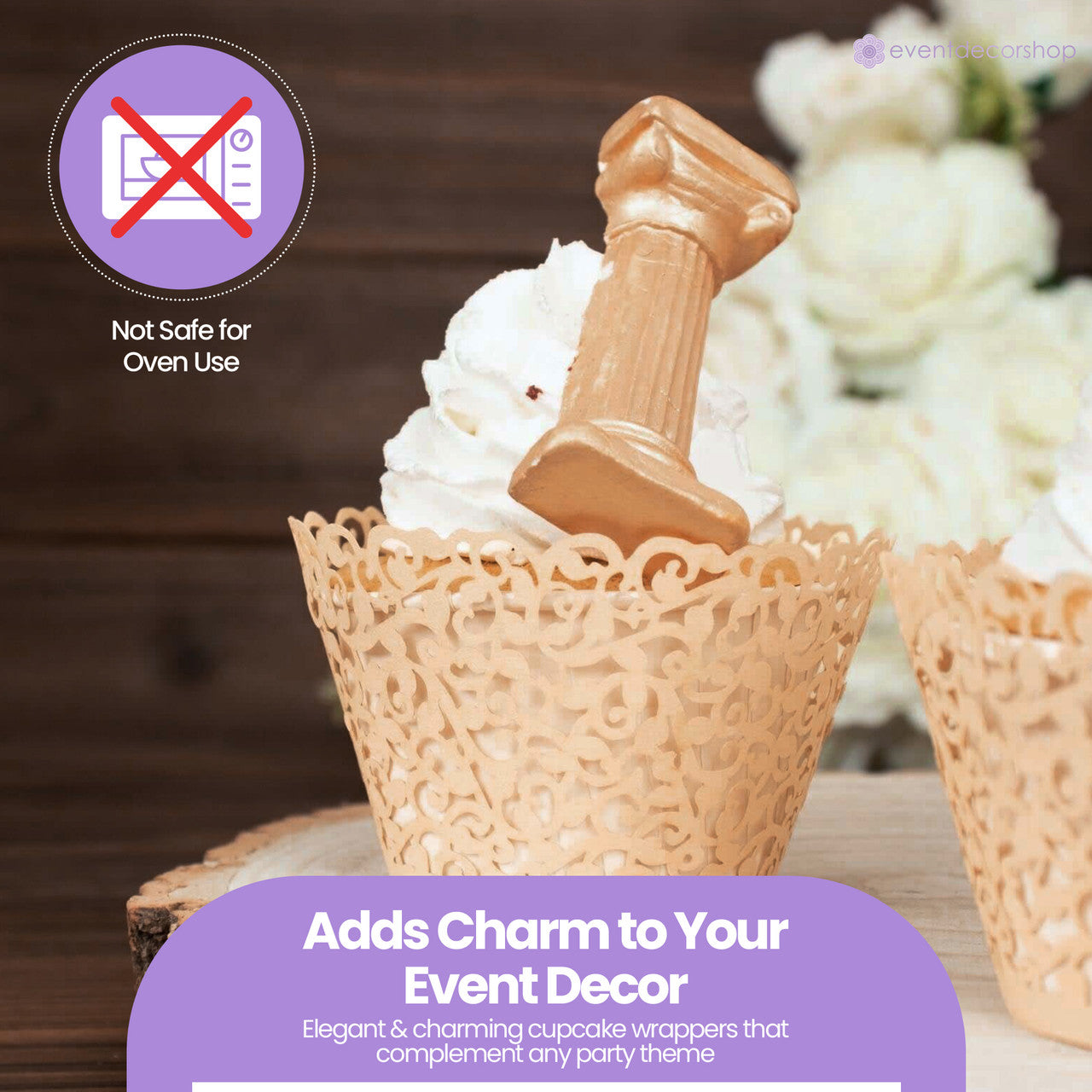 25x Laser Cut Cupcake Wrappers - Ivory