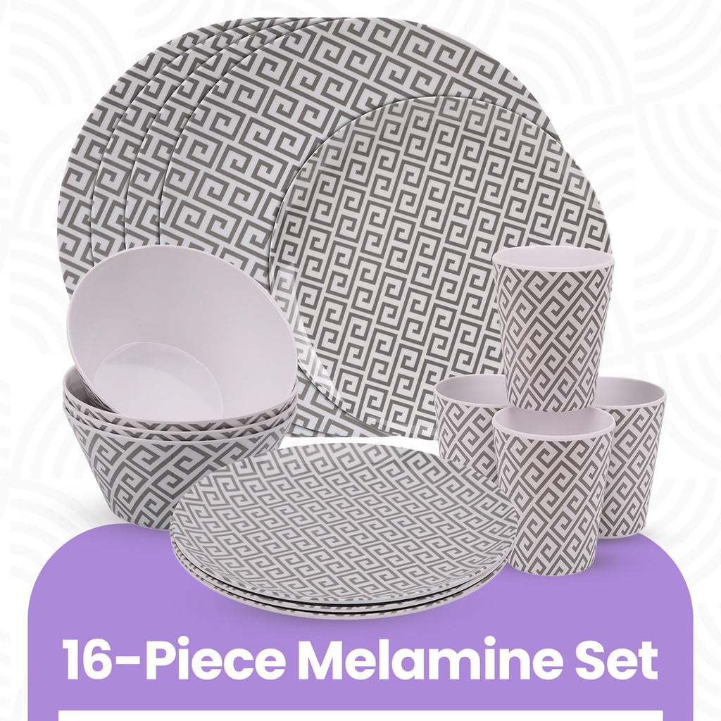 Geometric Design Melamine BBQ and Party Set - 16pcs