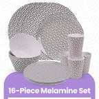 Geometric Design Melamine BBQ and Party Set - 16pcs