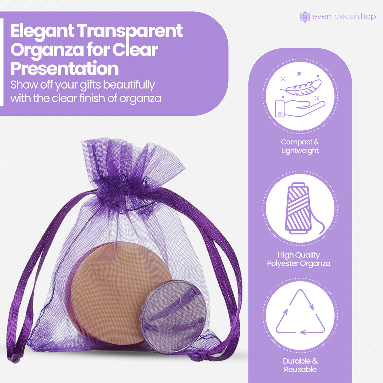 Organza Bags - 7cm x 9cm - 100pcs - Purple