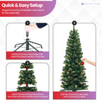 Yuletide Slim Christmas Tree with Warm White Lights - 4ft/5ft/6ft