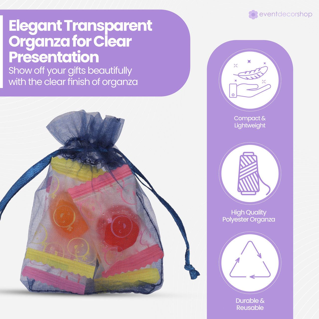 Organza Bags - 7cm x 9cm - 100pcs - Navy