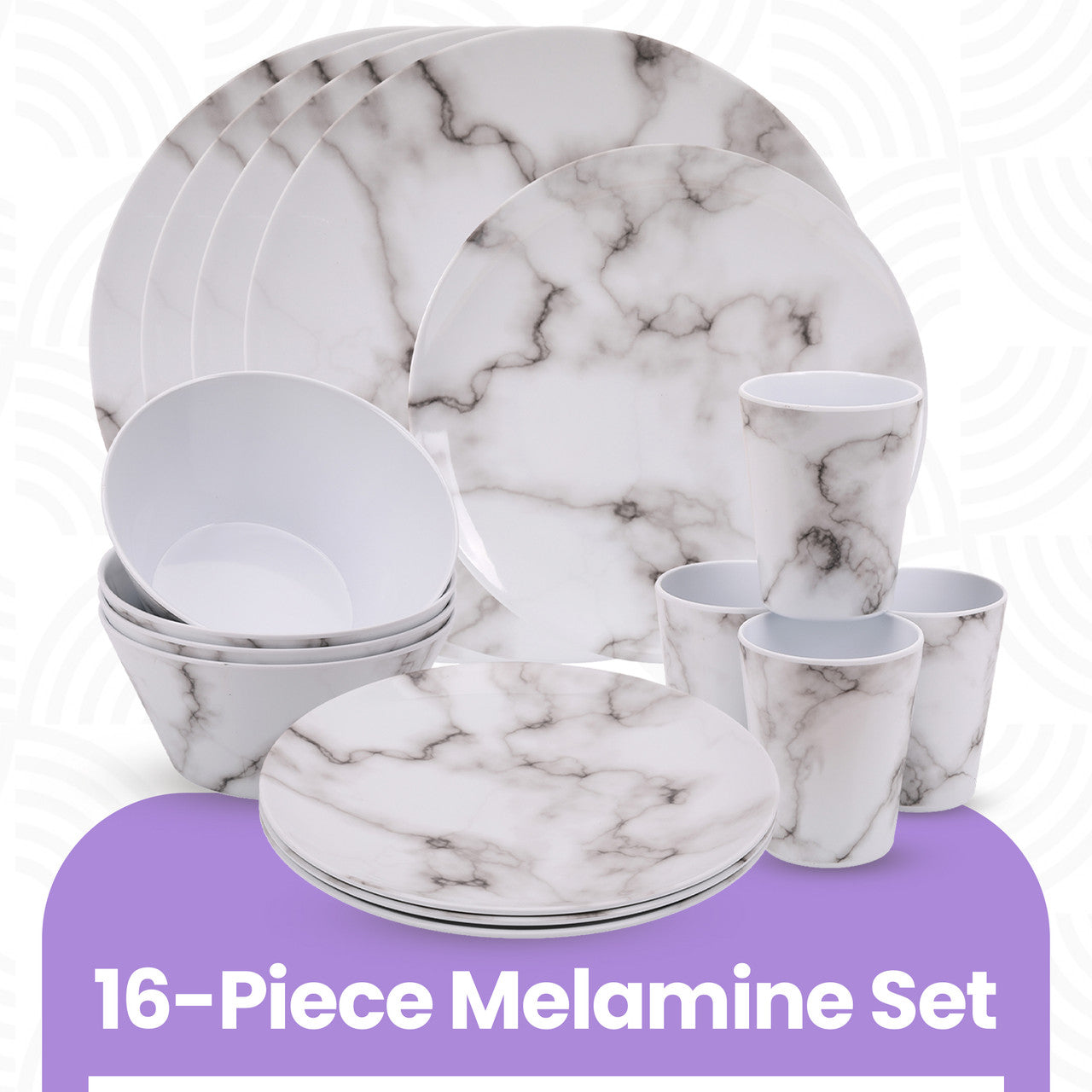 Marble Design Melamine BBQ and Party Set - 16pcs
