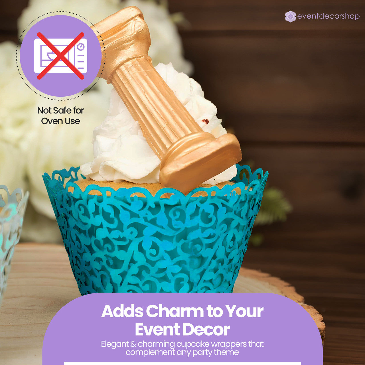 25x Laser Cut Cupcake Wrappers - Blue