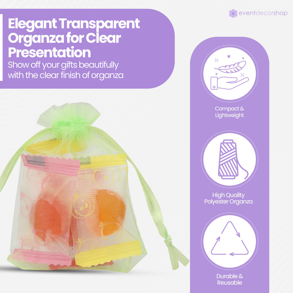 Organza Bags - 7cm x 9cm - 100pcs - Light Green