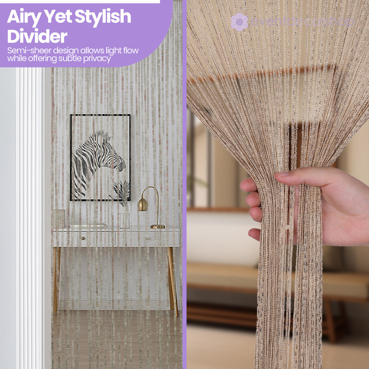 String Curtain Panel - Champagne