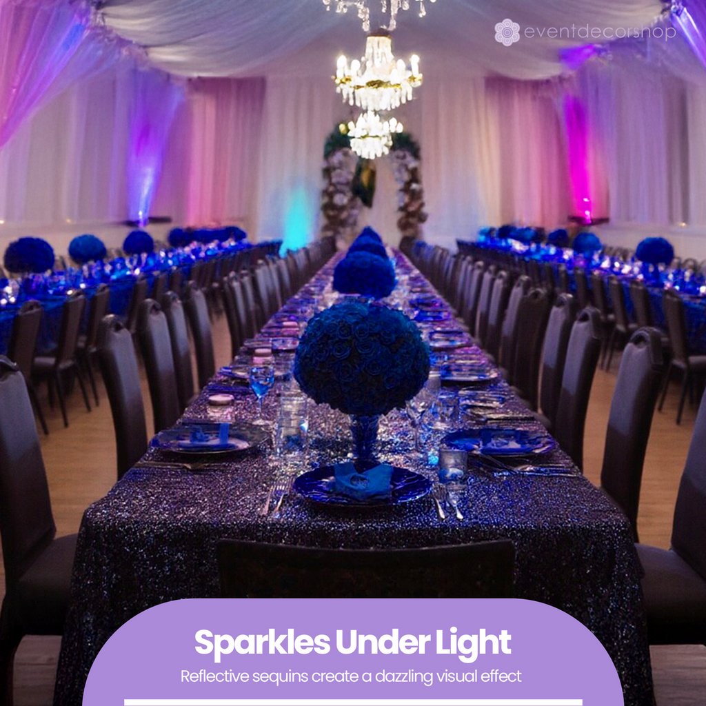 Sequin Rectangle Sparkly Tablecloth - Purple