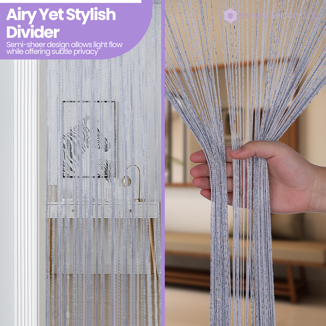 String Curtain Panel - Silver