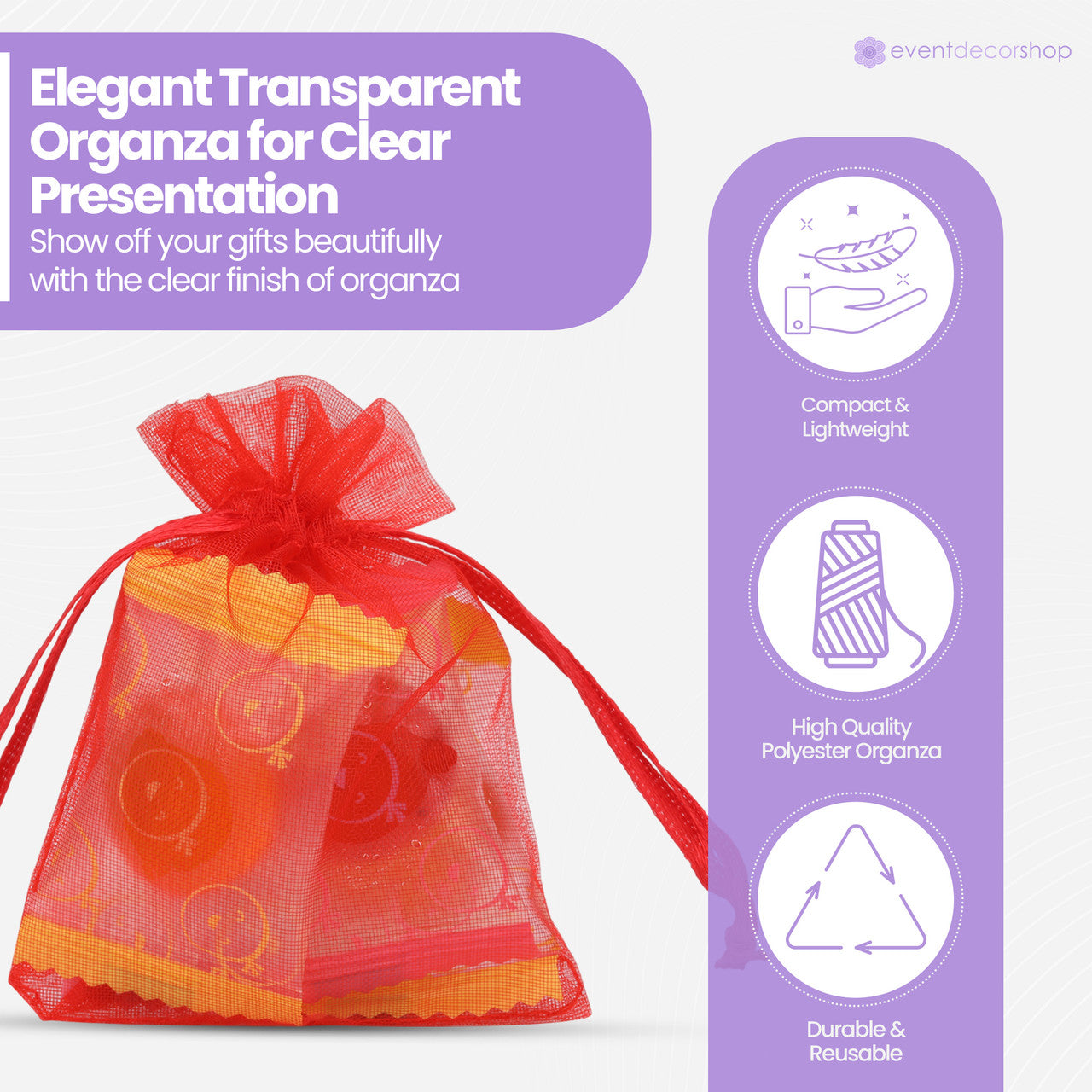 Organza Bags - 7cm x 9cm - 100pcs - Red