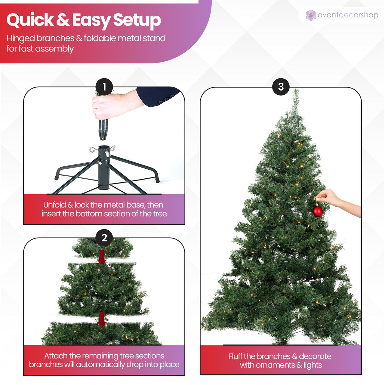 Alpine Christmas Tree with Warm White Lights - 4ft/5ft/6ft
