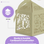 50x Laser Cut Love Heart & Doves Favours Box with Organza Ribbon - Honeydew
