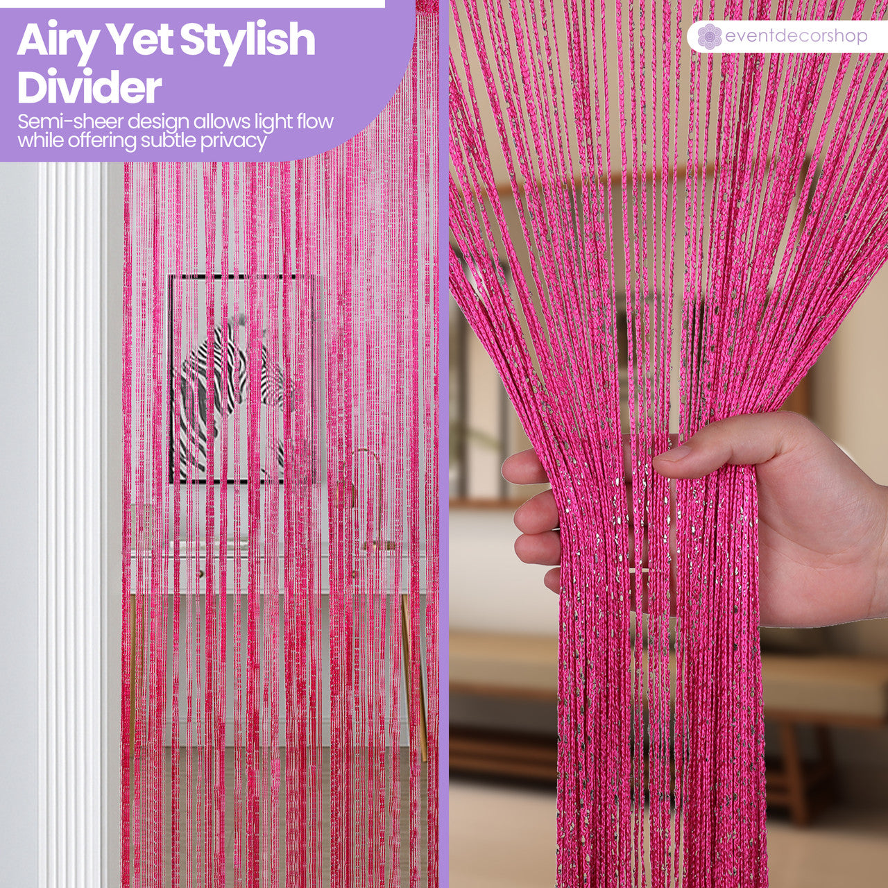 String Curtain Panel - Hot Pink