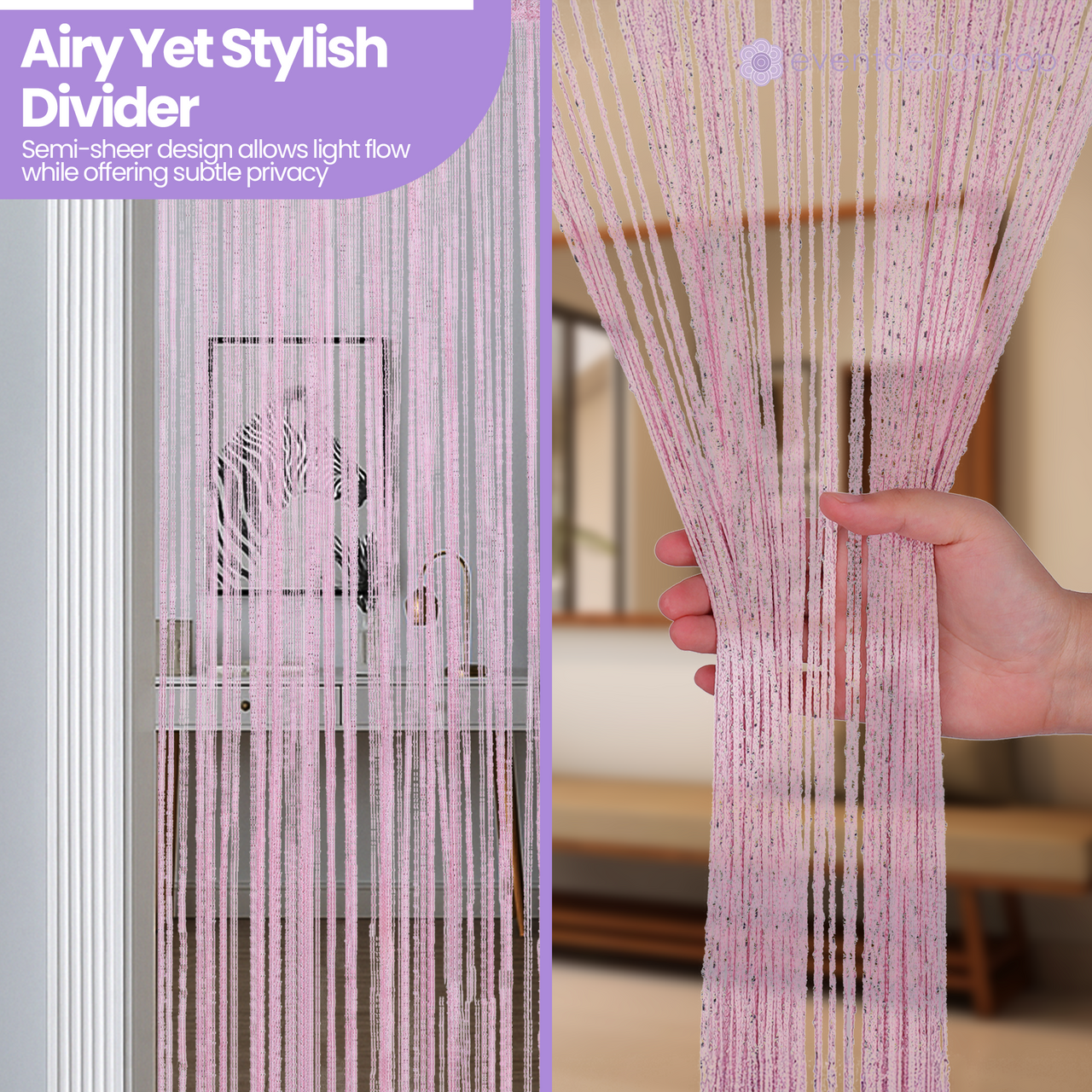 String Curtain Panel - Pink