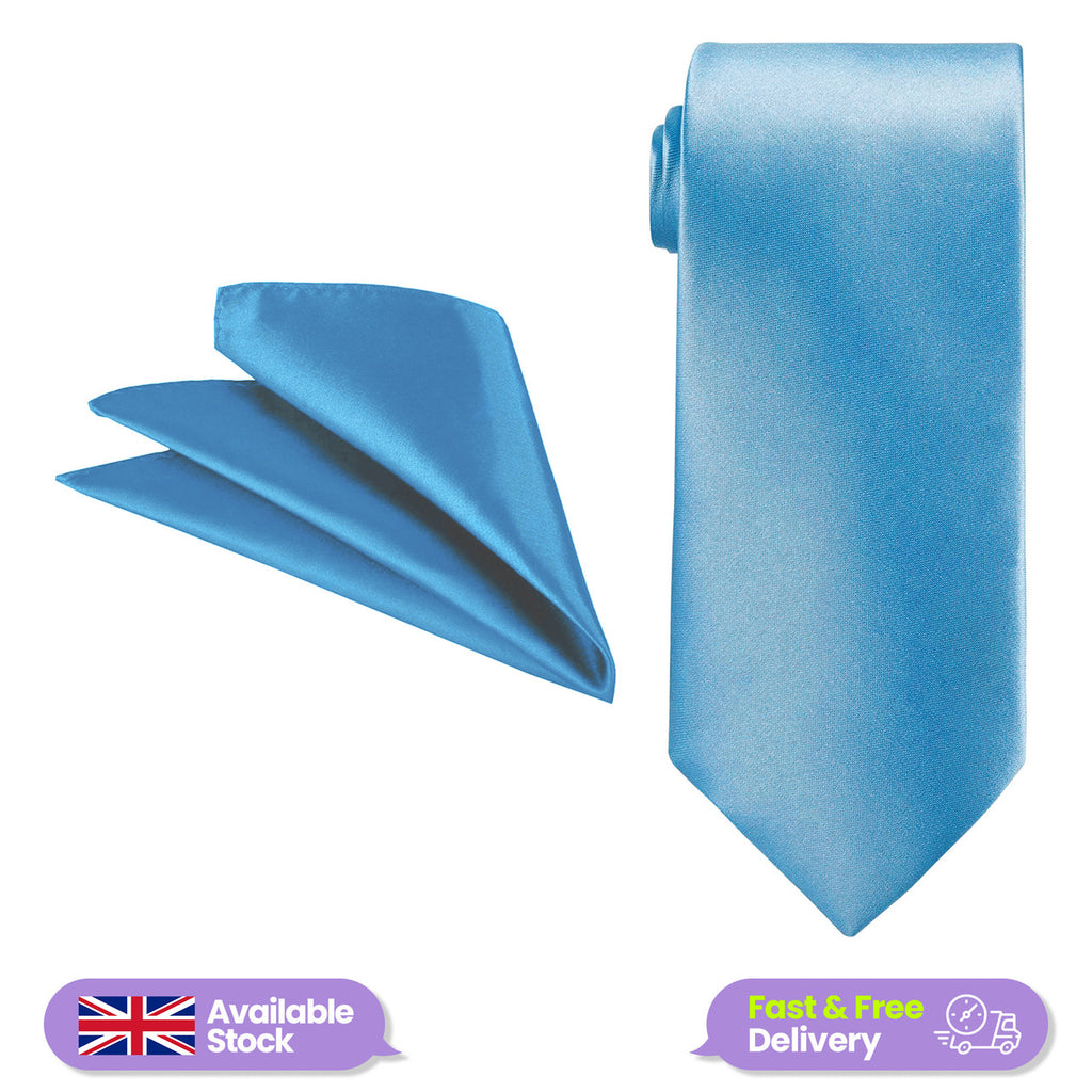 Sky Blue Tie and Handkerchief