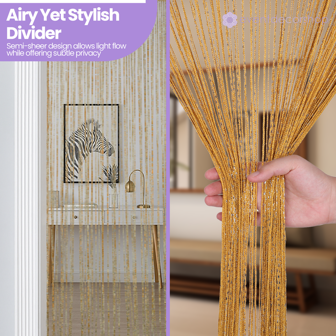 String Curtain Panel - Gold