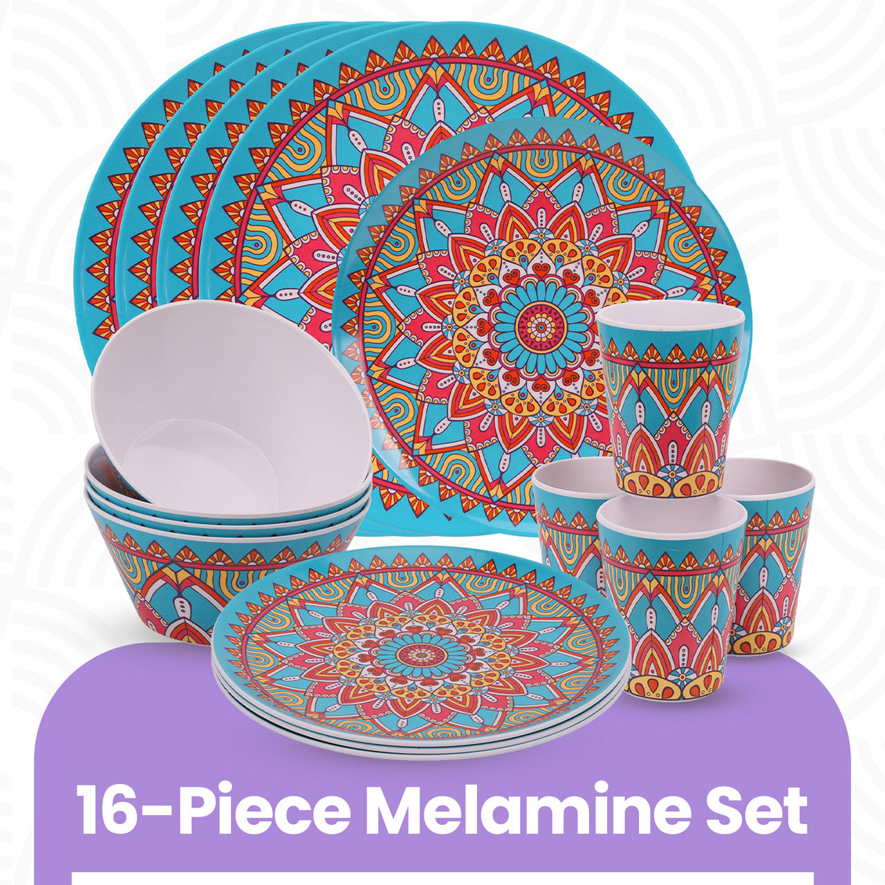 Moroccan Design Melamine BBQ and Party Set - 16pcs