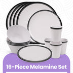 White and Black Design Melamine BBQ and Party Set - 16pcs