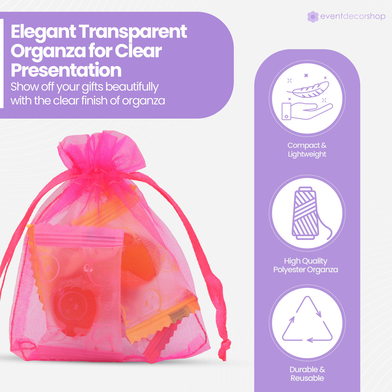 Organza Bags - 7cm x 9cm - 100pcs - Peach