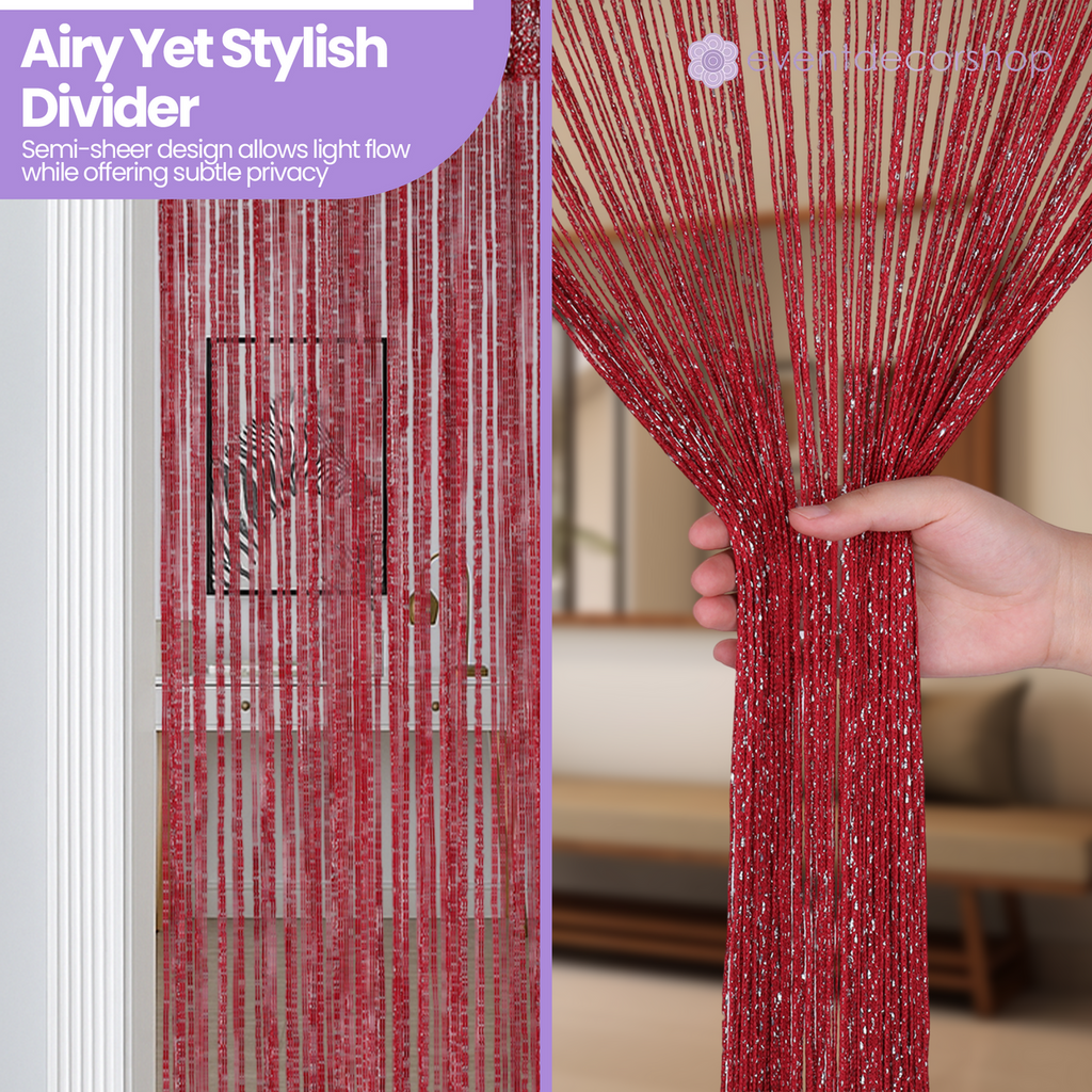 String Curtain Panel - Burgundy