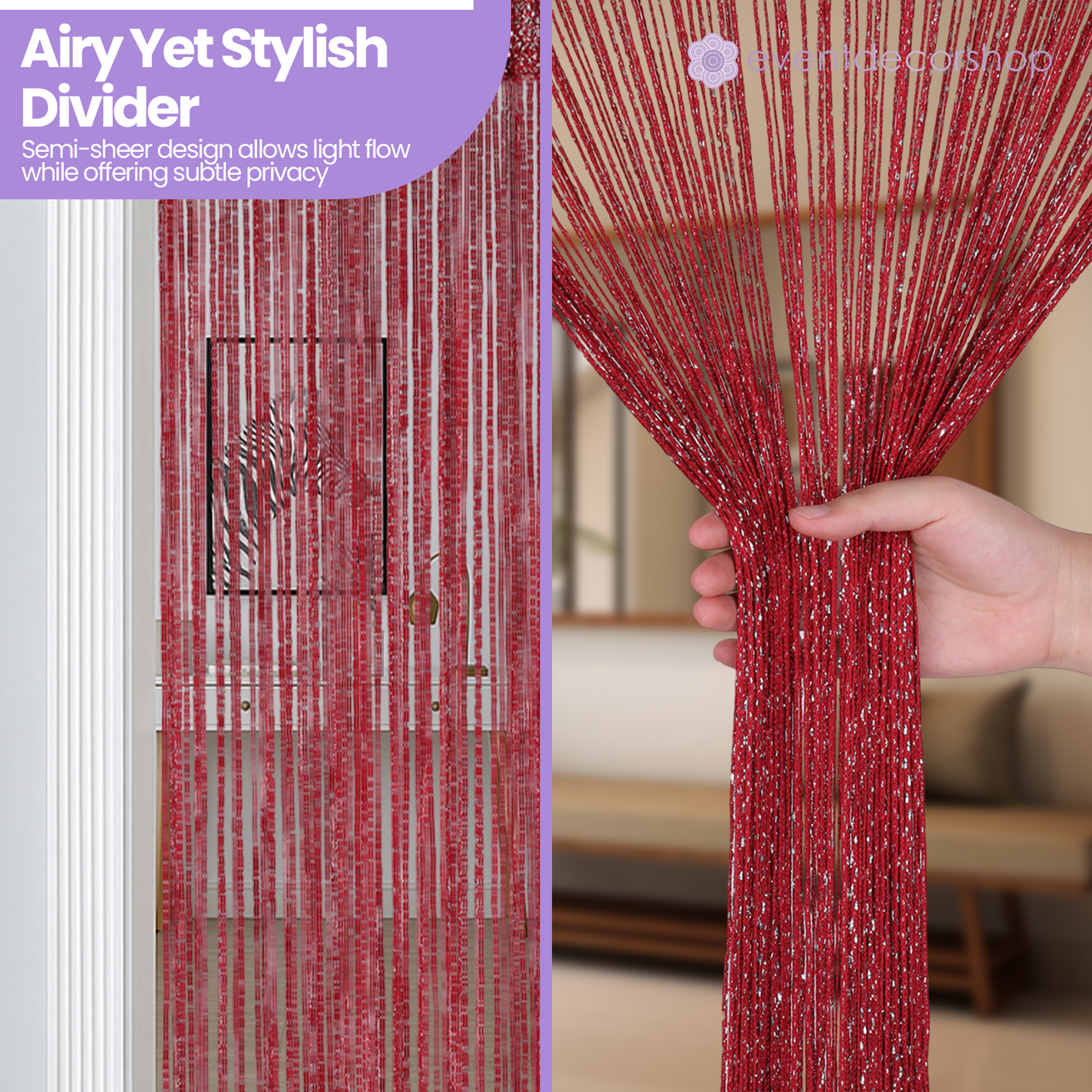 String Curtain Panel - Burgundy