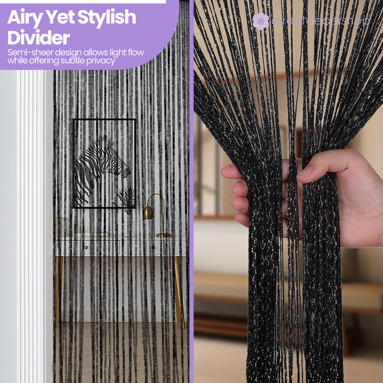 String Curtain Panel - Black