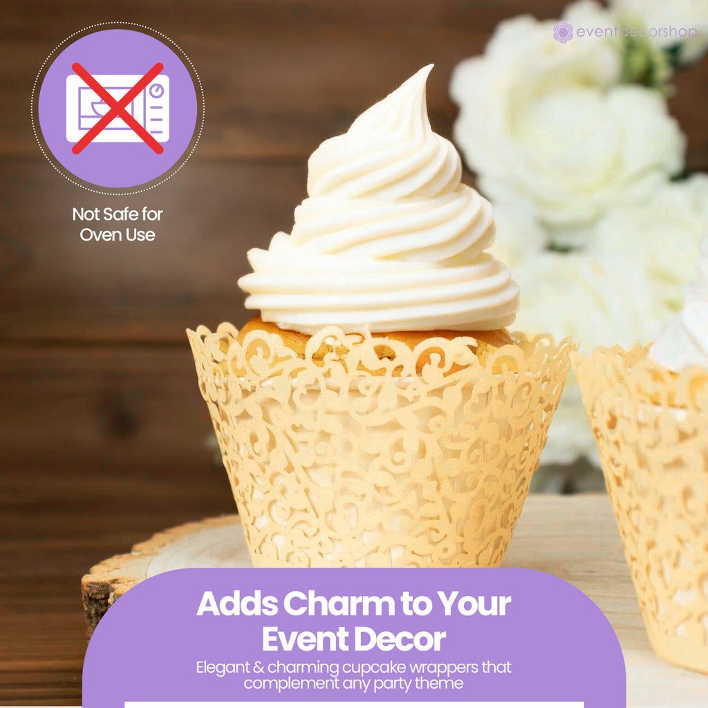 25x Laser Cut Cupcake Wrappers - Beige