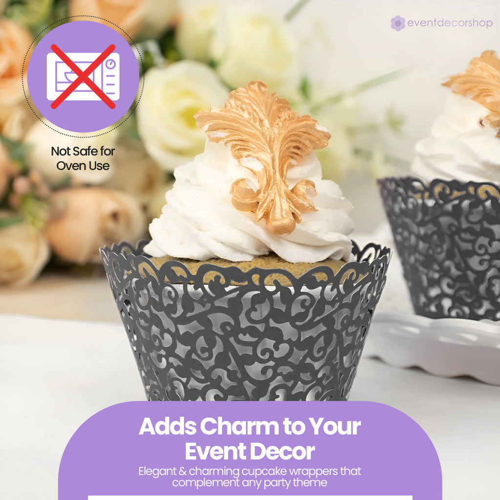 25x Laser Cut Cupcake Wrappers - Black