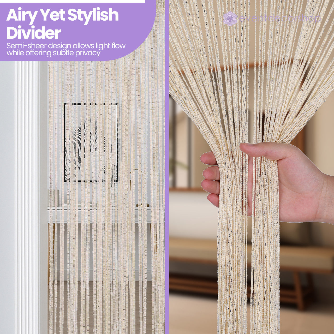 String Curtain Panel - Beige
