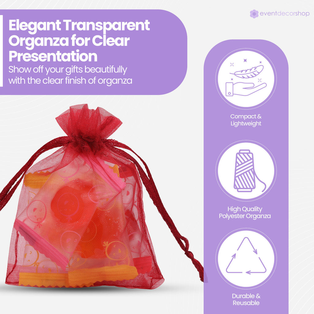 Organza Bags - 7cm x 9cm - 100pcs - Burgundy
