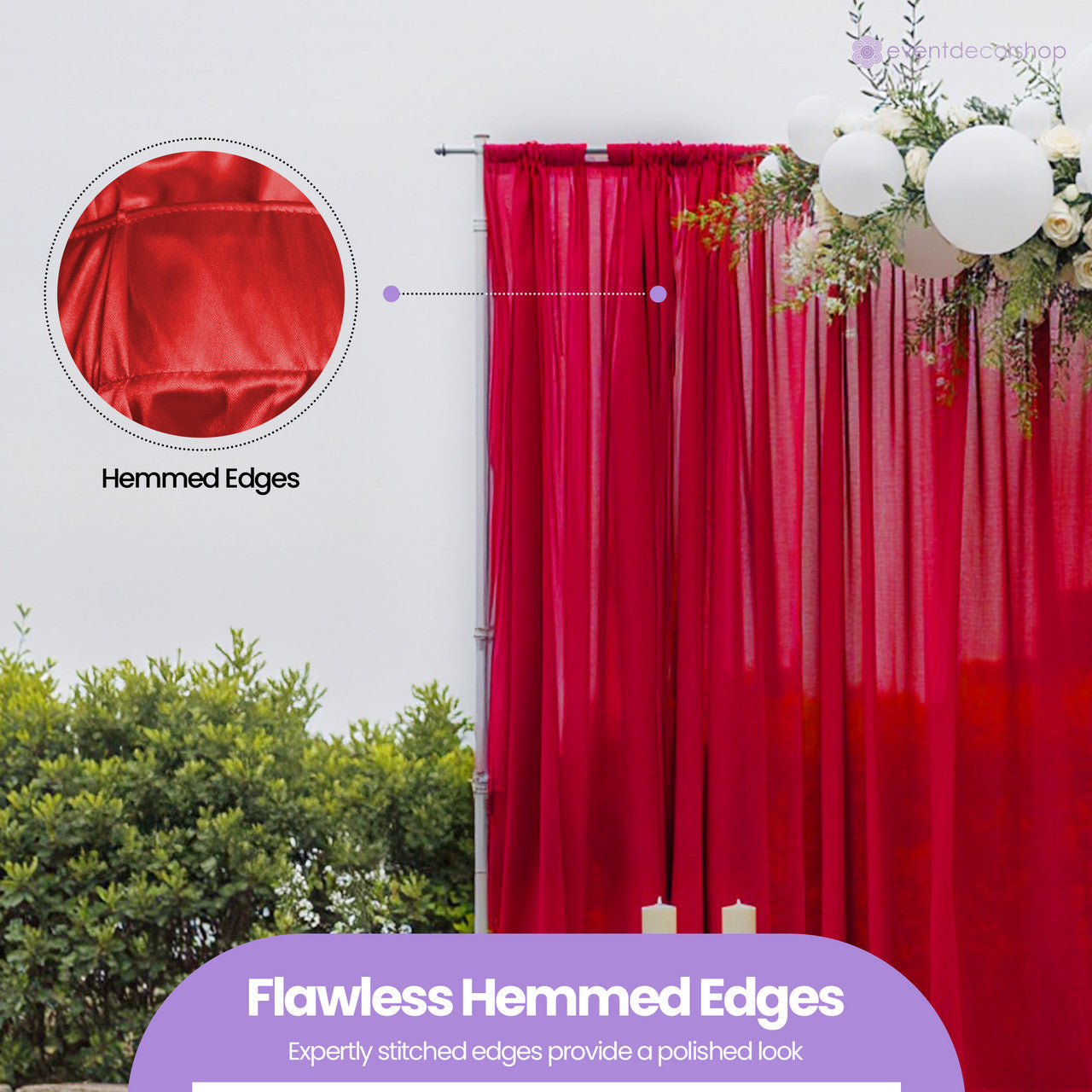 100GSM Ice Silk Photography Backdrop (No Swag) - Red