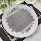 13" Round Charger Plate - Clear with Silver Textured Trim