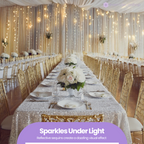 Sequin Rectangle Sparkly Tablecloth - White