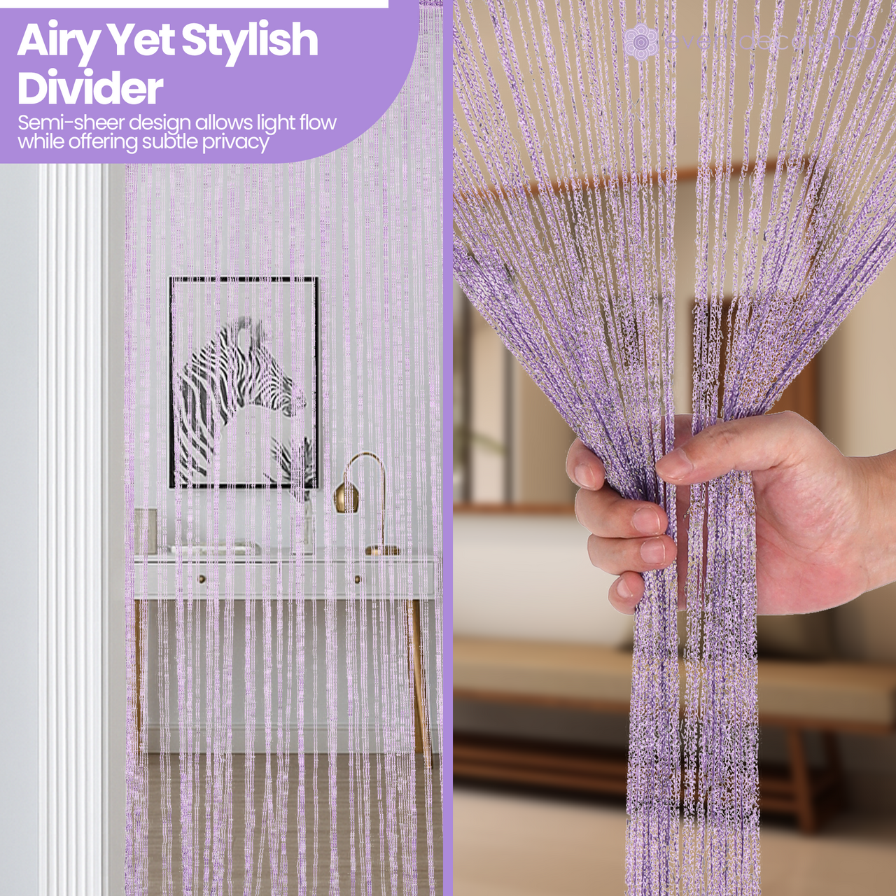 String Curtain Panel - Lilac