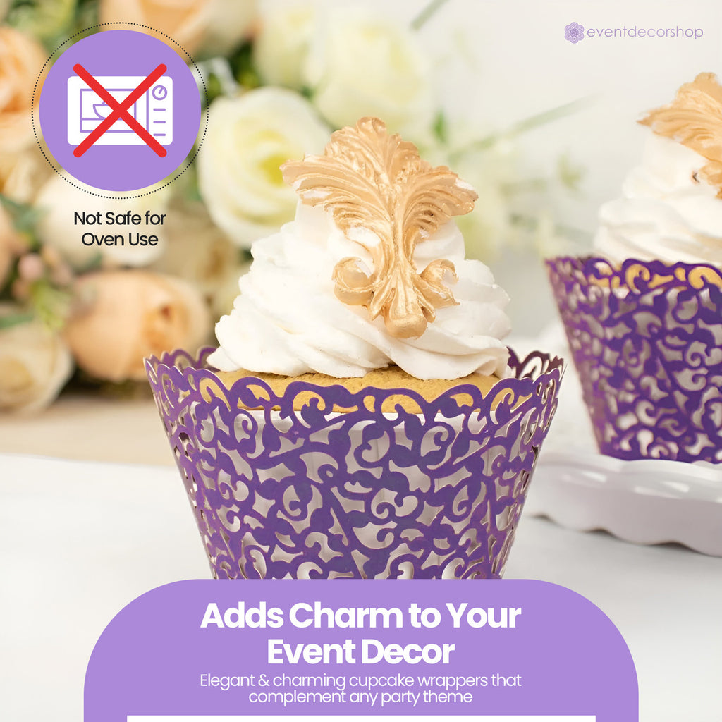 25x Laser Cut Cupcake Wrappers - Purple