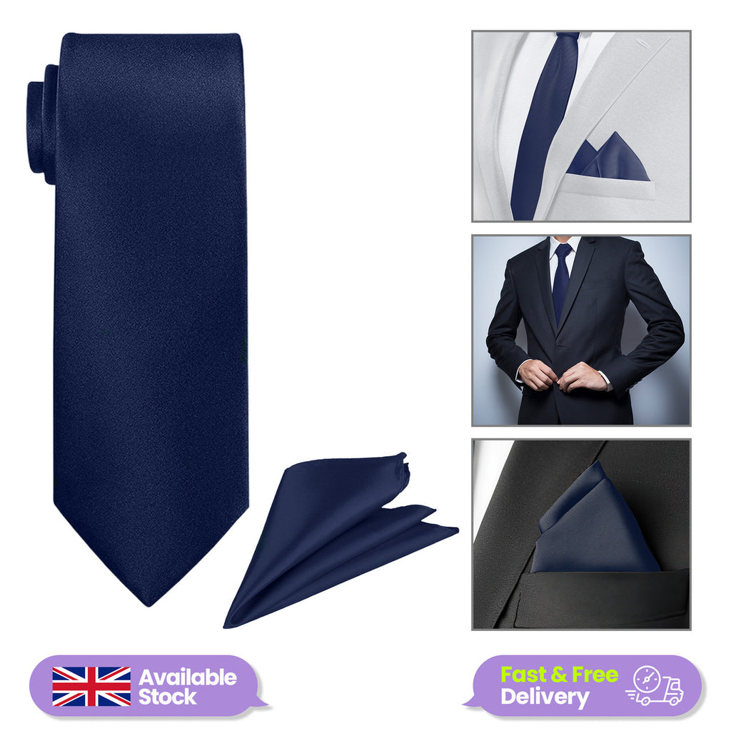 Navy Tie and Handkerchief
