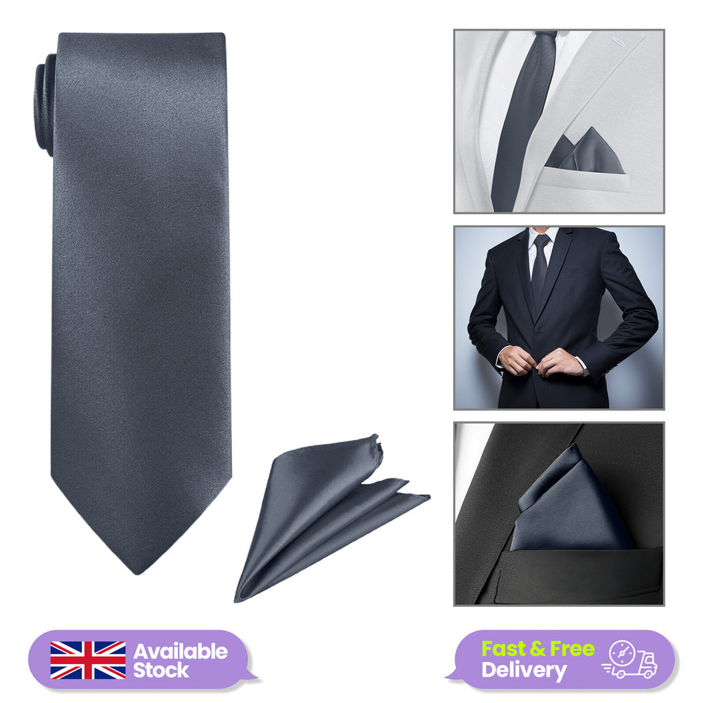 Light Grey Tie and Handkerchief